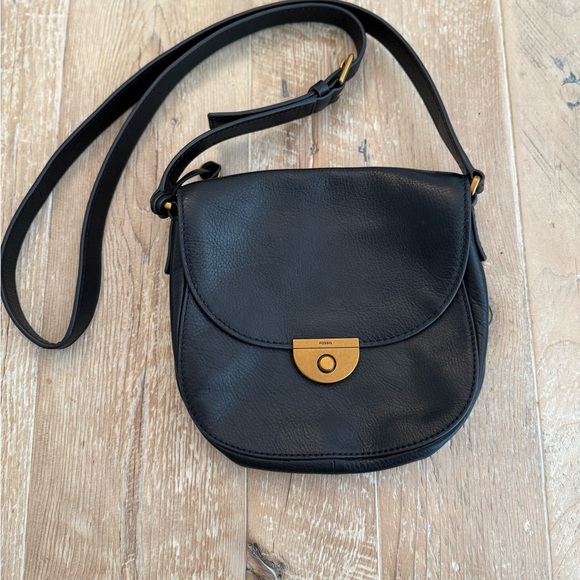 Fossil Handbags - Fossil Emi Black Crossbody Saddle Bag